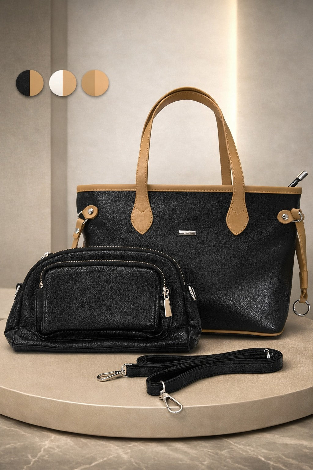 Set de Cartera Elegante para Mujer con Bolso y Correa Ajustable (ENTREGA INMEDIATA)