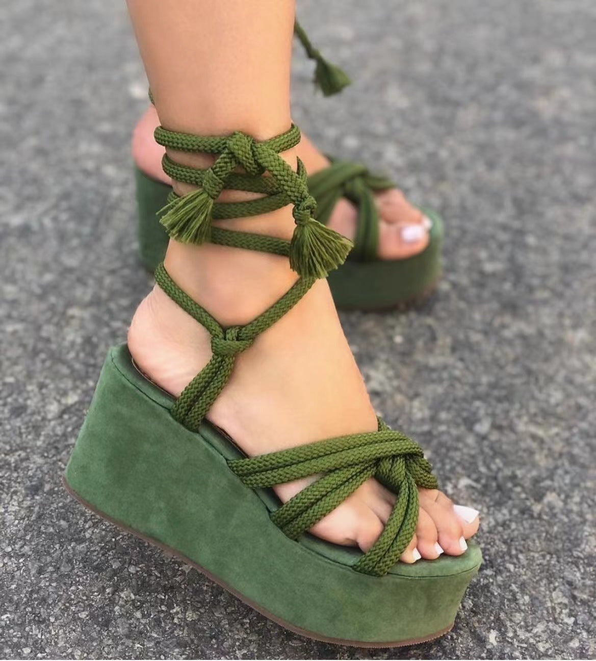Strappy High Heel Wedges