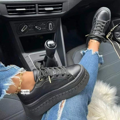 Cross-Strap Chunky Platform Sneakers