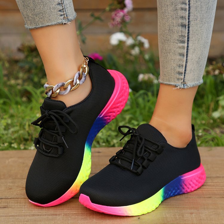 Rainbow Sole Mesh Sneakers