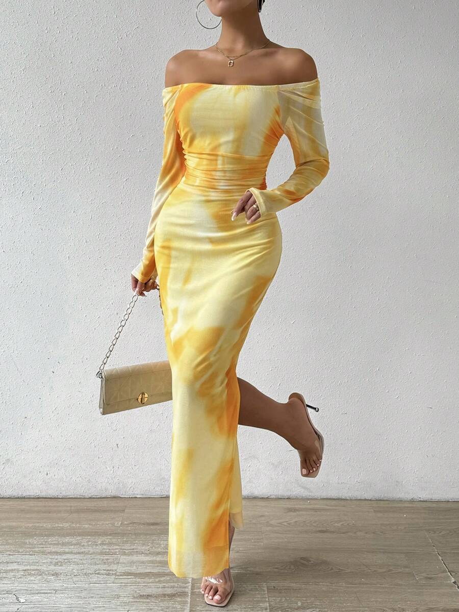 Gradient Mesh Fishtail Dress