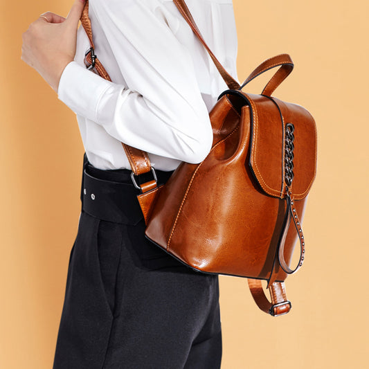 Fashion Stitch Leather Backpack