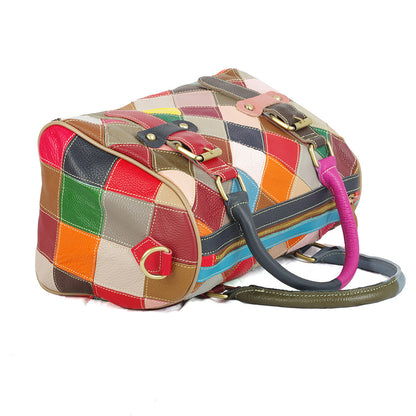 Color-Block Genuine Leather Satchel