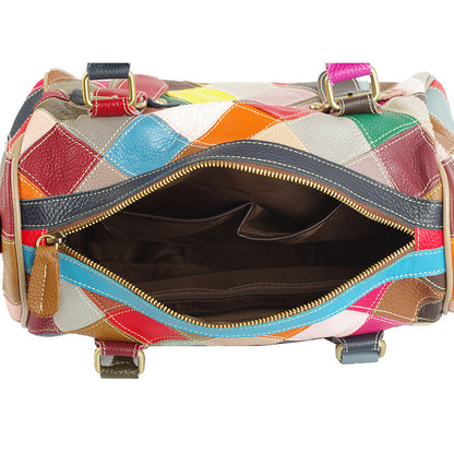 Color-Block Genuine Leather Satchel