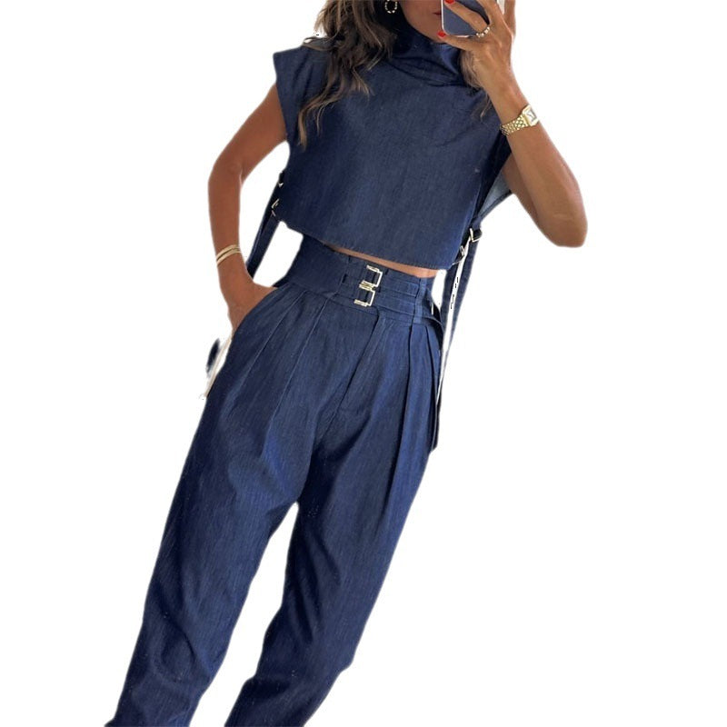 Sleeveless Chic Belted Jumpsuit