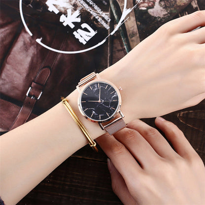 Marble Mesh Band Watch