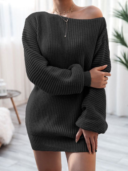 Cozy Lantern Sleeve Sweater Dress