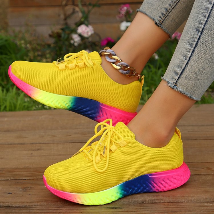 Rainbow Sole Mesh Sneakers