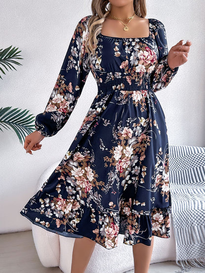 Floral Ruffle A-Line Dress
