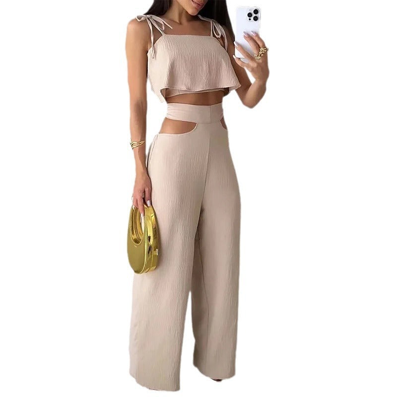 Hollow-Out Crop Top Set