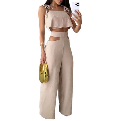 Hollow-Out Crop Top Set