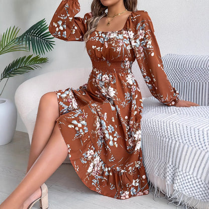 Floral Ruffle A-Line Dress