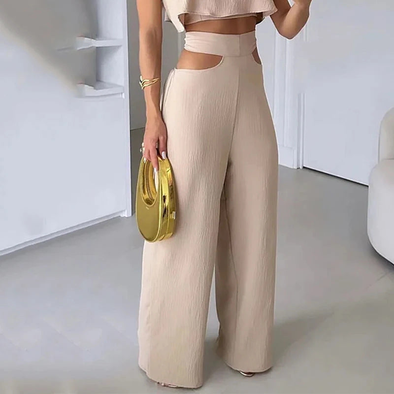 Hollow-Out Crop Top Set