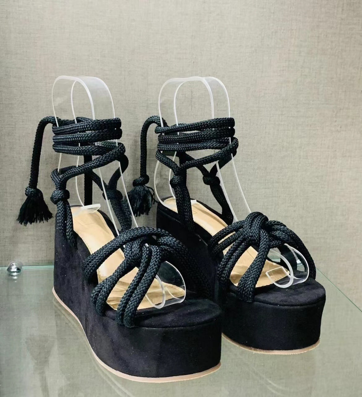Strappy High Heel Wedges