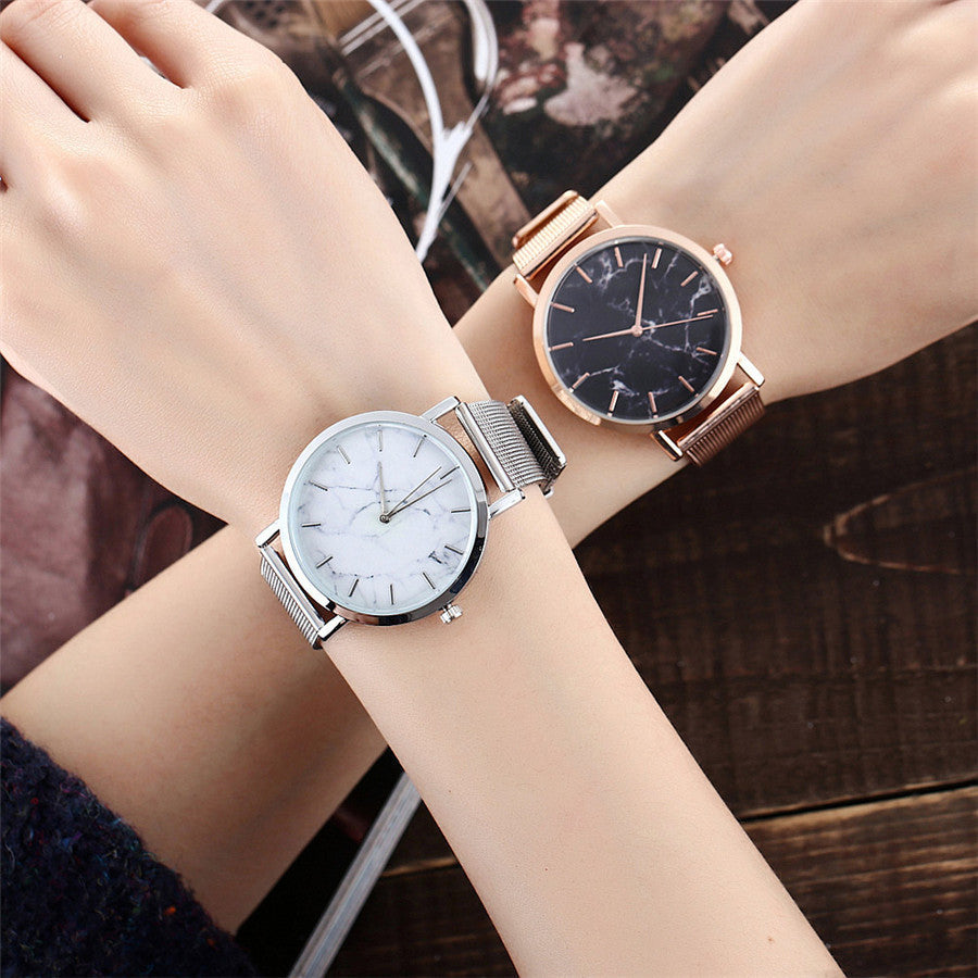 Marble Mesh Band Watch