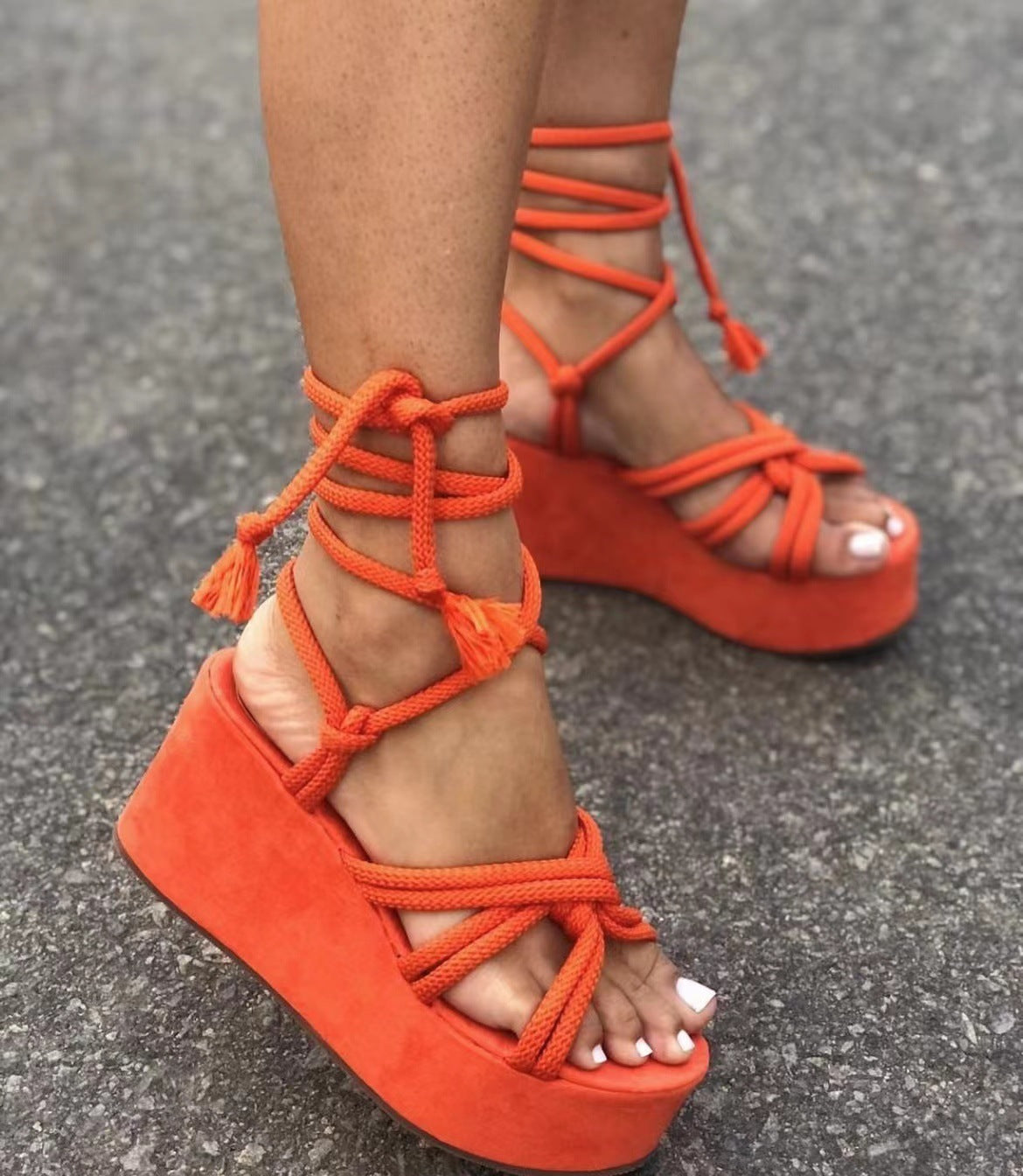 Strappy High Heel Wedges
