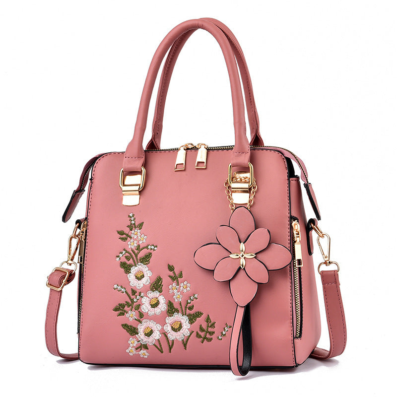 Embroidered Flower Messenger Bag