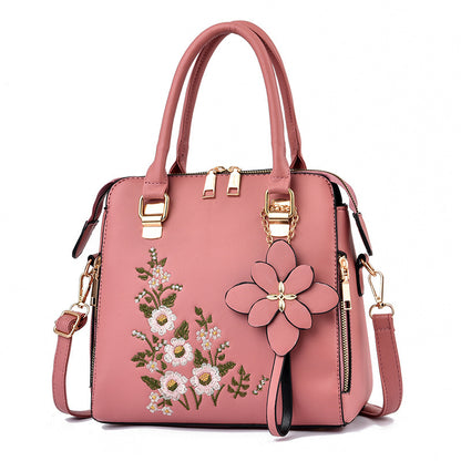 Embroidered Flower Messenger Bag