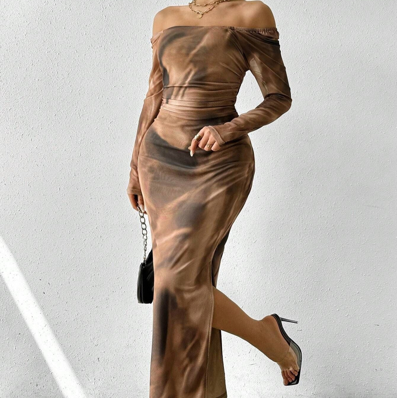 Gradient Mesh Fishtail Dress