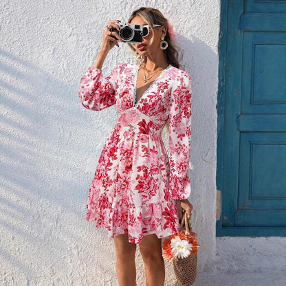 Floral Lace V-Neck Dress