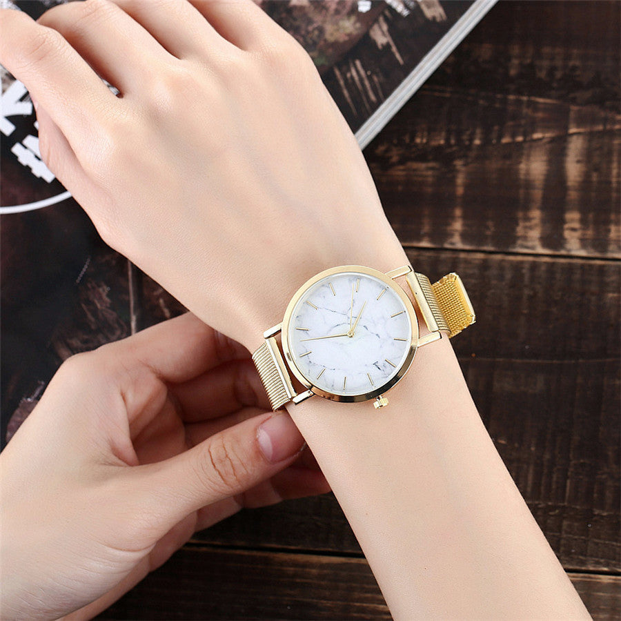 Marble Mesh Band Watch
