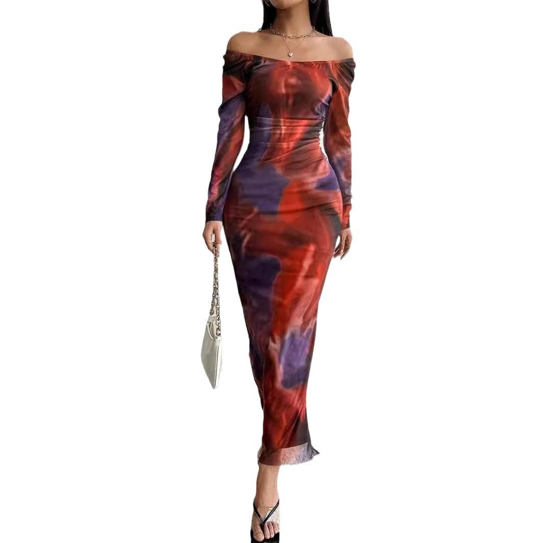 Gradient Mesh Fishtail Dress