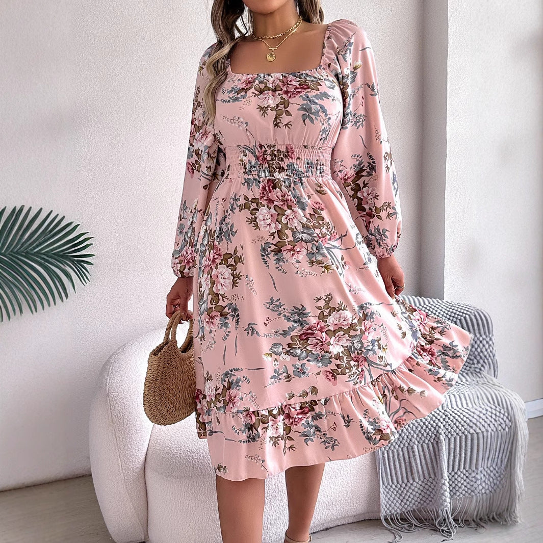 Floral Ruffle A-Line Dress