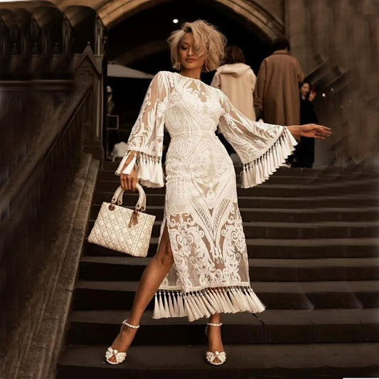 Embroidered Tassel Lace Dress