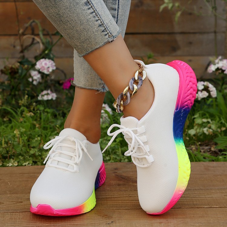 Rainbow Sole Mesh Sneakers