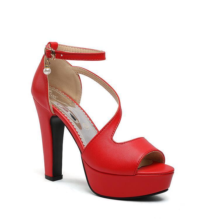 Block Heel Peep-Toe Sandals
