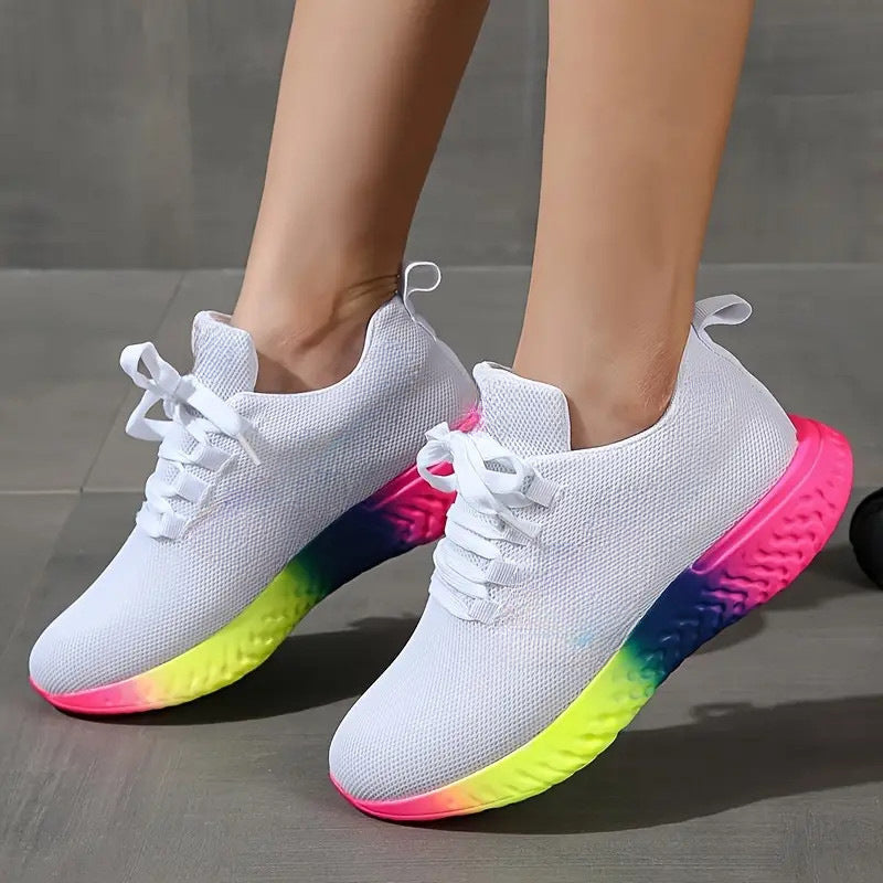 Rainbow Sole Mesh Sneakers