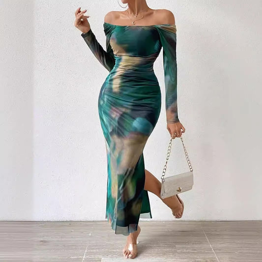 Gradient Mesh Fishtail Dress