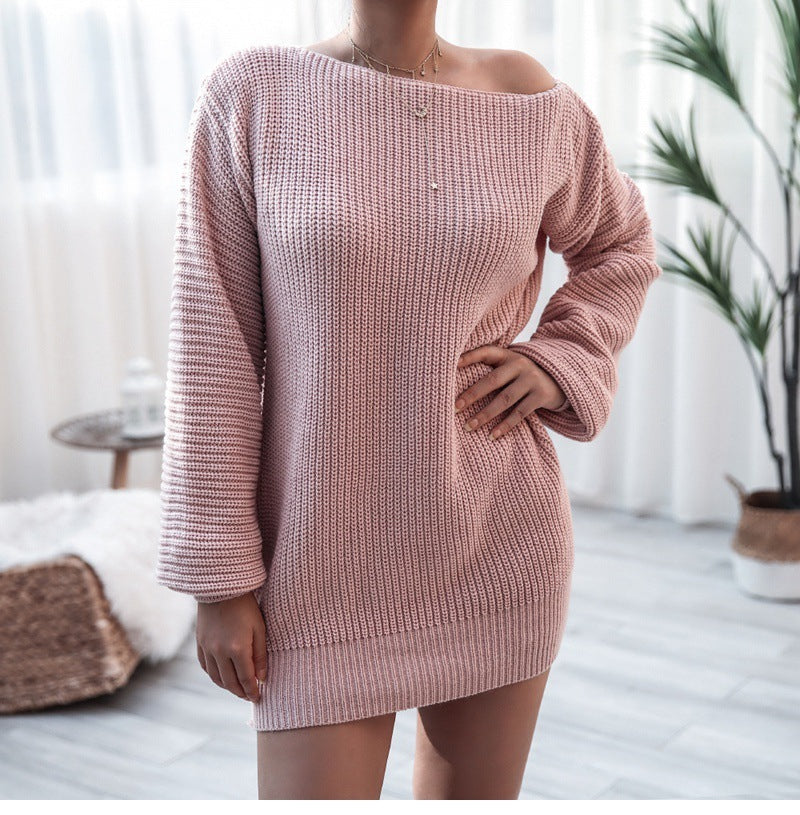 Cozy Lantern Sleeve Sweater Dress