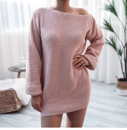 Cozy Lantern Sleeve Sweater Dress