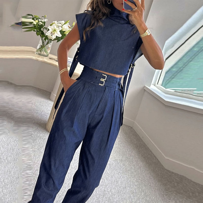 Sleeveless Chic Belted Jumpsuit