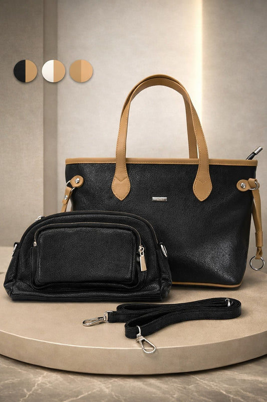 Set de Cartera Elegante para Mujer con Bolso y Correa Ajustable (ENTREGA INMEDIATA)