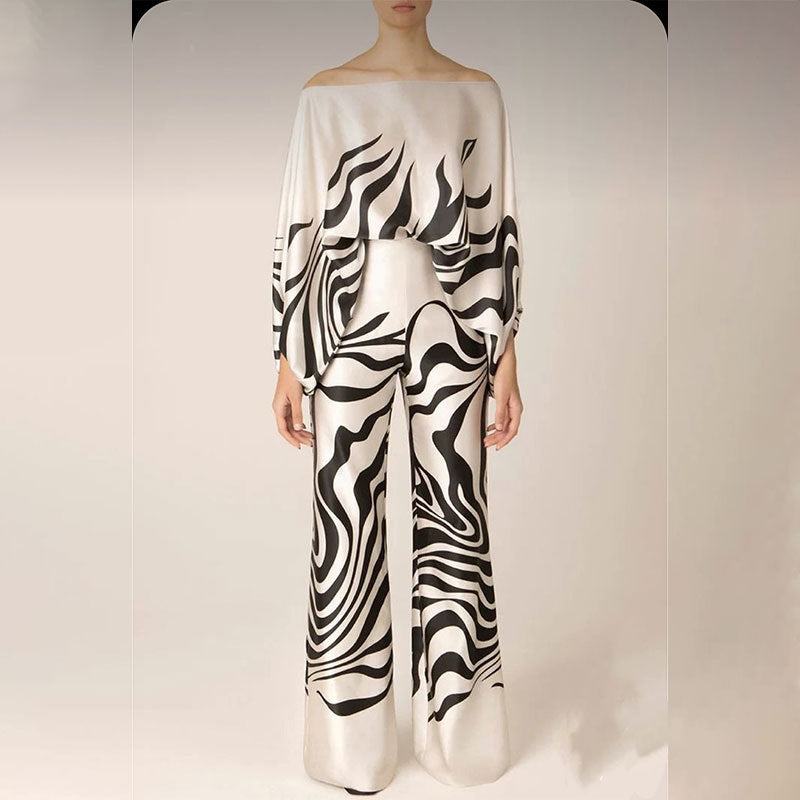 Abstract Print Batwing Set