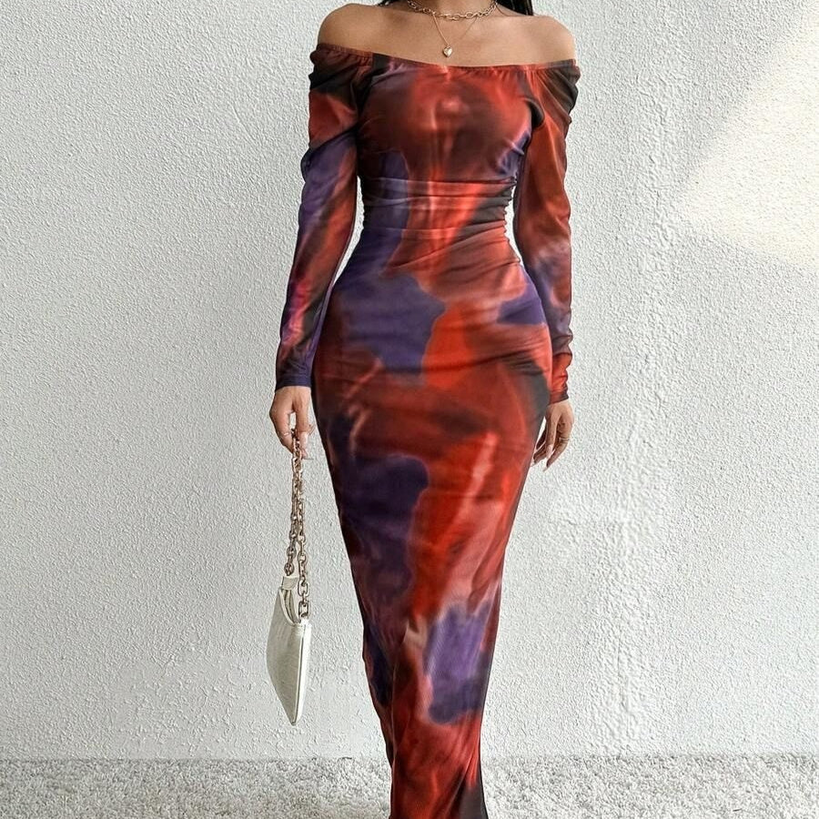 Gradient Mesh Fishtail Dress