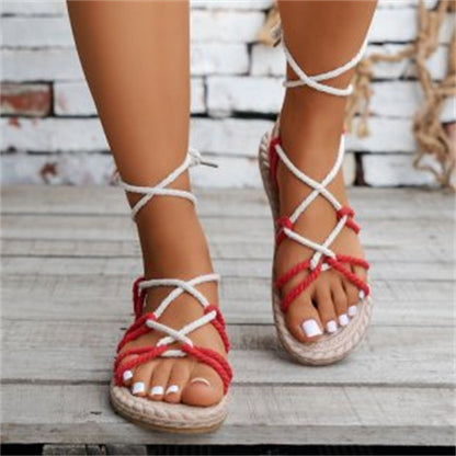 Color-Block Espadrille Rope Sandals