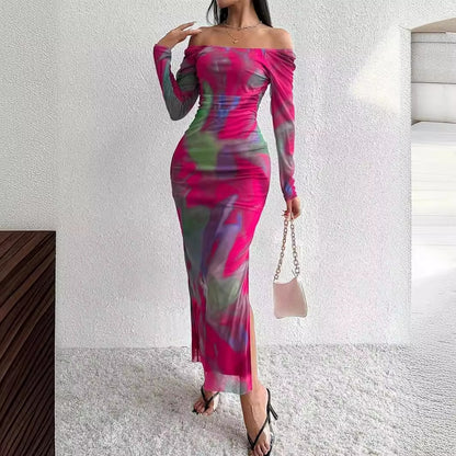 Gradient Mesh Fishtail Dress