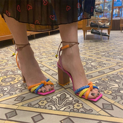 RomanGlam Colorful Heel Sandals