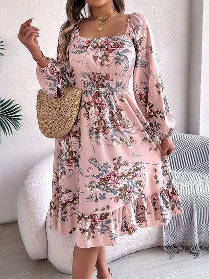 Floral Ruffle A-Line Dress