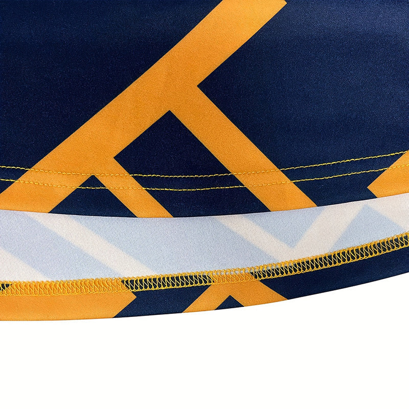 Geo-Print Zip-Neck Midi Dress