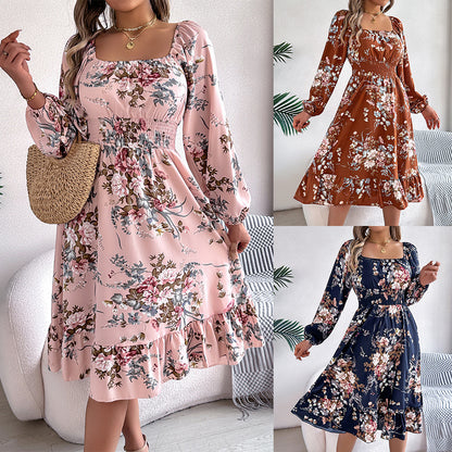 Floral Ruffle A-Line Dress