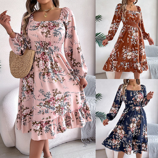Floral Ruffle A-Line Dress