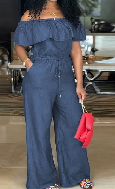 Elegant Off-Shoulder Ruffle Jumpsuit