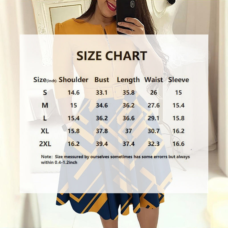 Geo-Print Zip-Neck Midi Dress