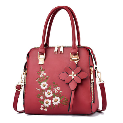 Embroidered Flower Messenger Bag