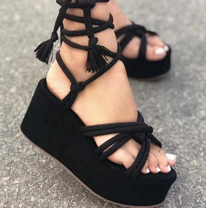 Strappy High Heel Wedges