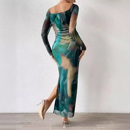 Gradient Mesh Fishtail Dress